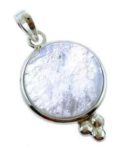 Rainbow Moonstone and Sterling Silver Pendant with Granular Design