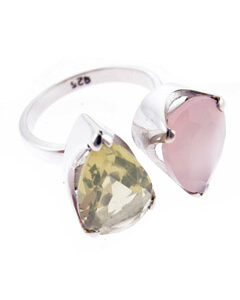 Citrine and Rose quartz Sterling Silver Ring