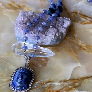 Blue Lapis with Diamonds Buddha on Sodalite Chain 
