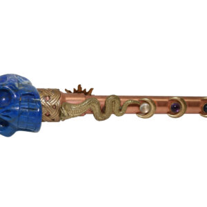 Lapis Lazuli Skull Copper Wand with Picture Jasper Point