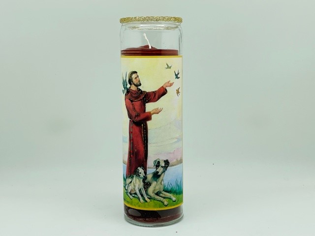 St. Francis Glitter Candle